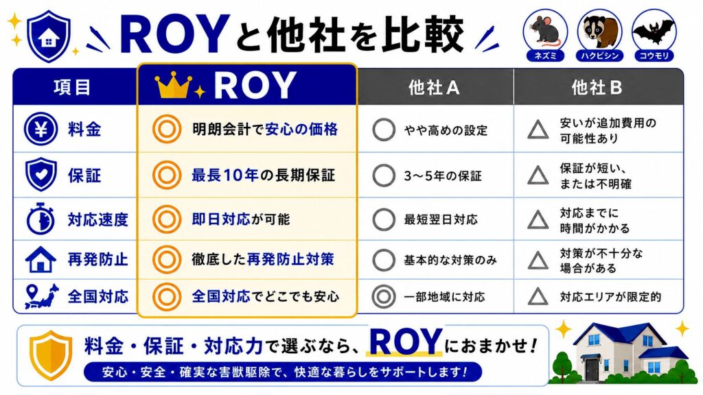 害獣駆除ROYに依頼する5つのメリット